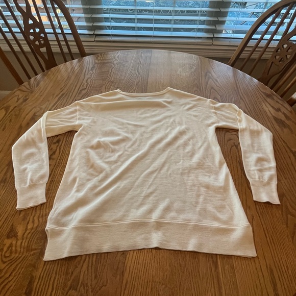 J. Crew Zip Shoulder Cream Ivory Merino Wool Thin Sweater Sz S Wardrobe Staple - Picture 4 of 9
